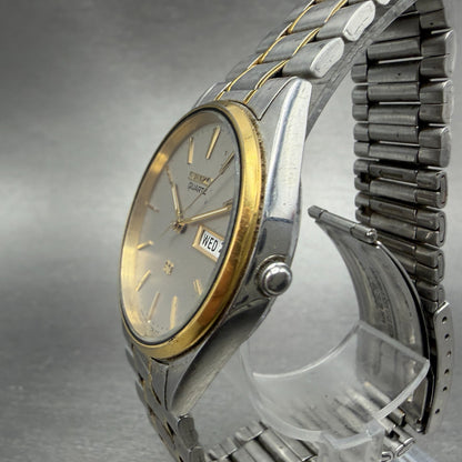 Seiko Watch Men 35mm Gray Dial Two Tone Daydate Round 7N43-7A59 New Battery ABC2