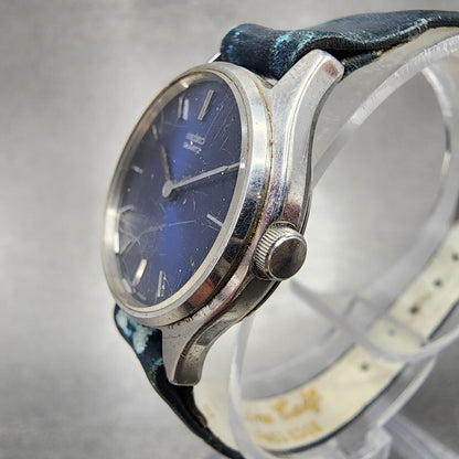 VTG Seiko Watch Women 24mm Blue Dial Silver Tone Round 43-0039 PARTS