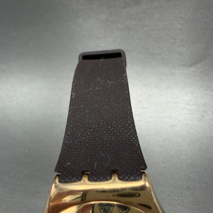 Swatch Irony Brownee Watch Women 33mm Rose Dial Rose Gold Daydate Round New Batt4