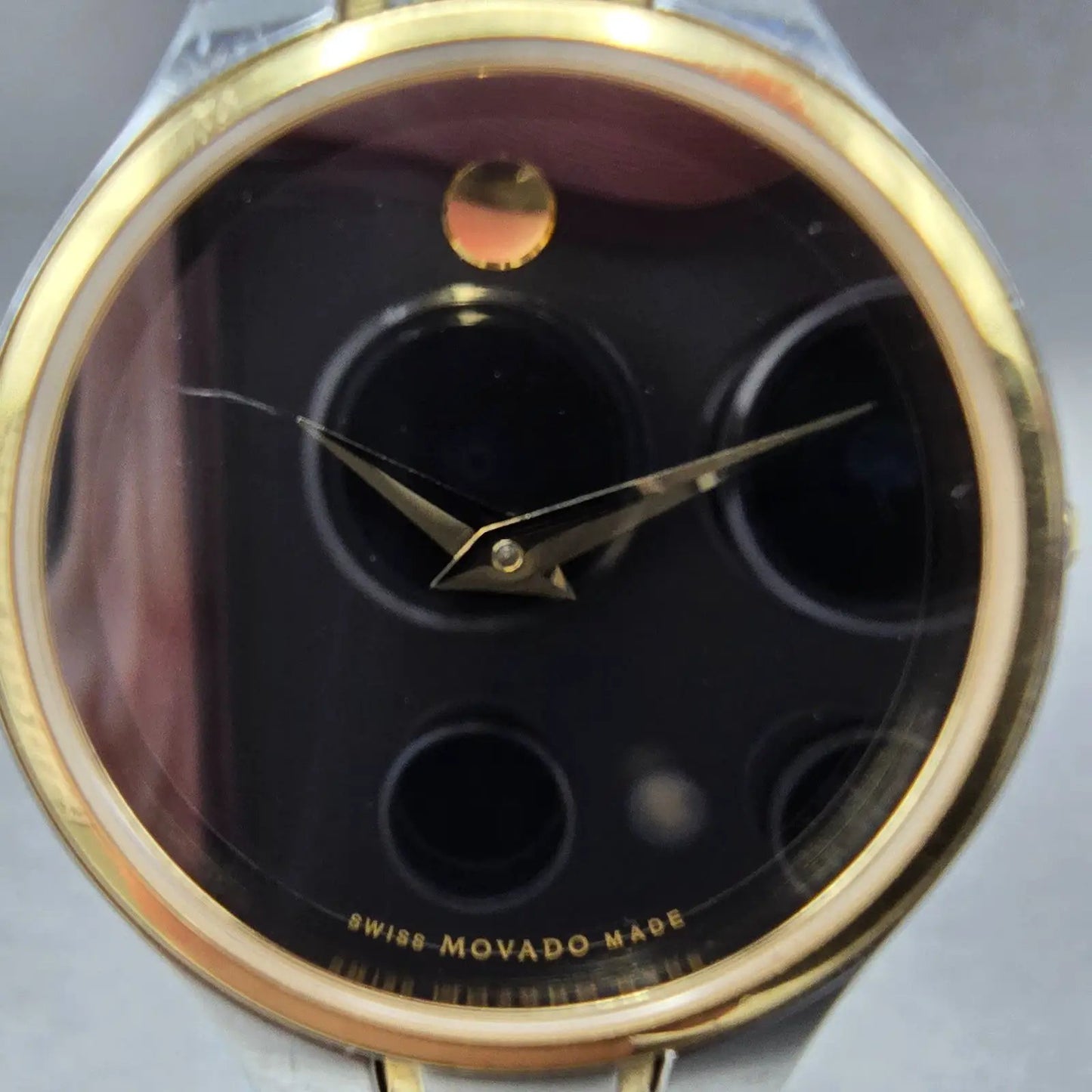 Movado Museum Watch Women 26mm Black Dial Two Tone 20.3.20.1095 New Battery1