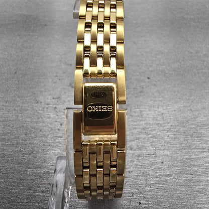 Seiko Watch Women 20mm Silver Dial Gold Tone Oval V401-6250 New Battery Vintage7