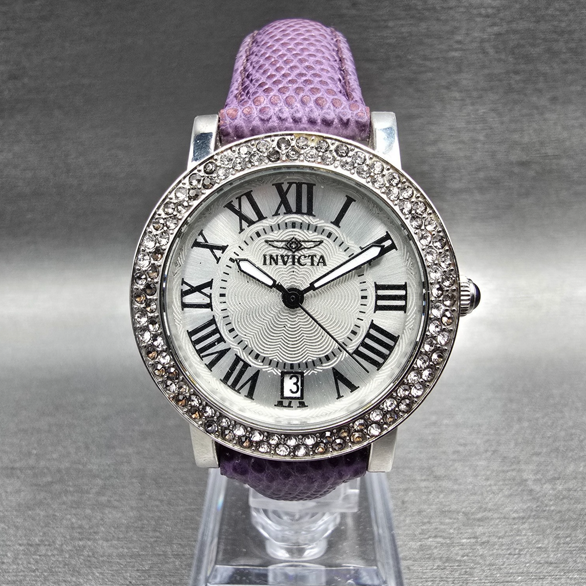 Invicta Angel Watch Women 33mm Silver Dial Silver Tone Date Gemmed 21996 New Bat0