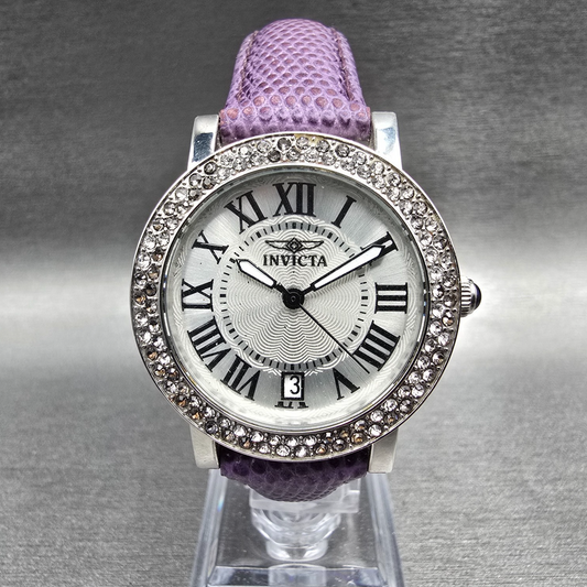 Invicta Angel Watch Women 33mm Silver Dial Silver Tone Date Gemmed 21996 New Bat0