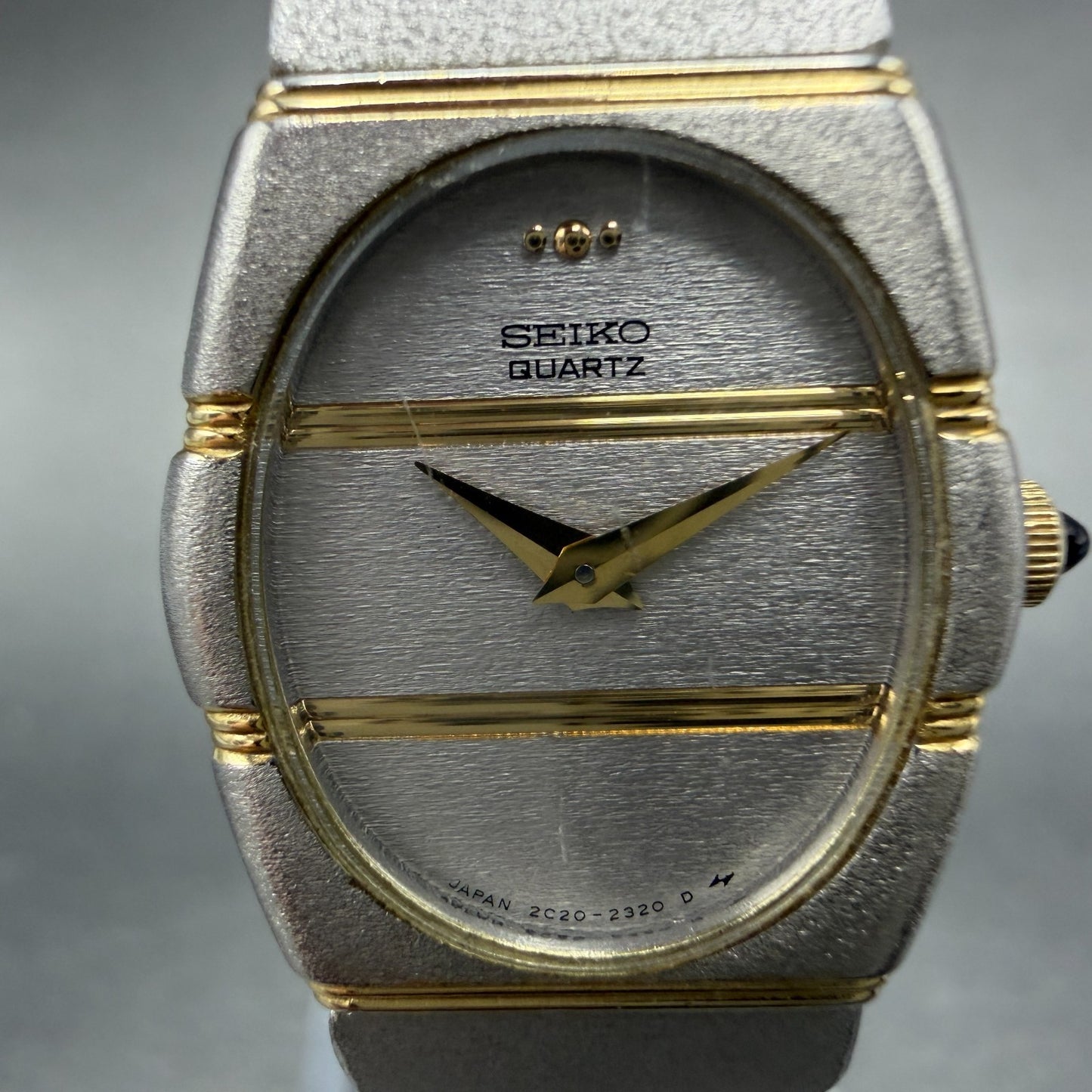 Seiko Watch Women 19mm Silver Dial Two Tone Oval 2C20-6060 New Battey Vintage1