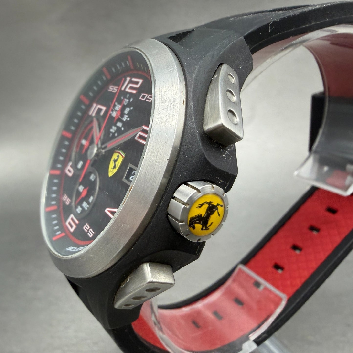 Scuderia Ferrari Chronograph Watch Men 45mm Black Black Tone Date New battery2