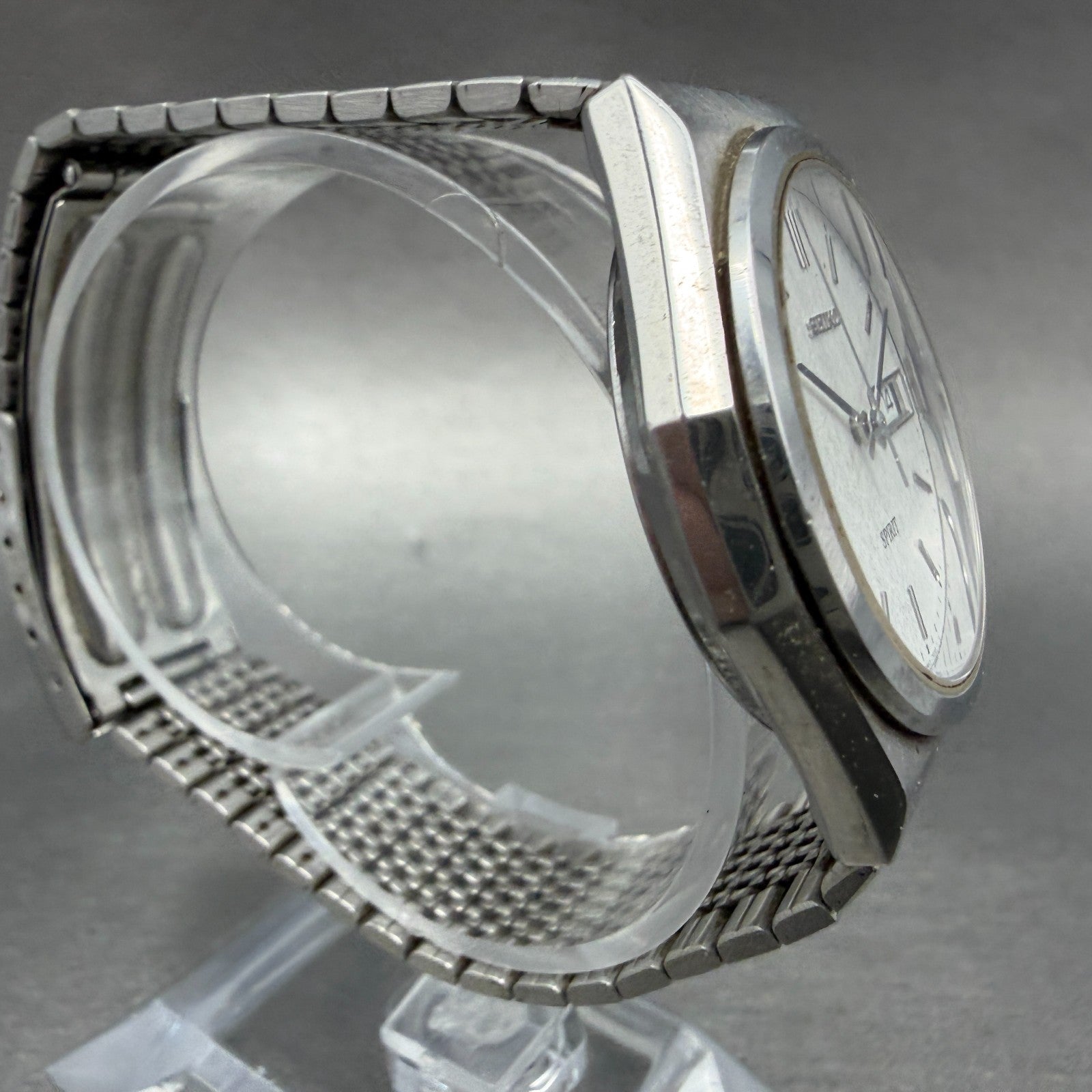 Seiko Spirit Watch Men 35mm Silver Dial Silver Tone Daydate 7N93-7000 New Batt3