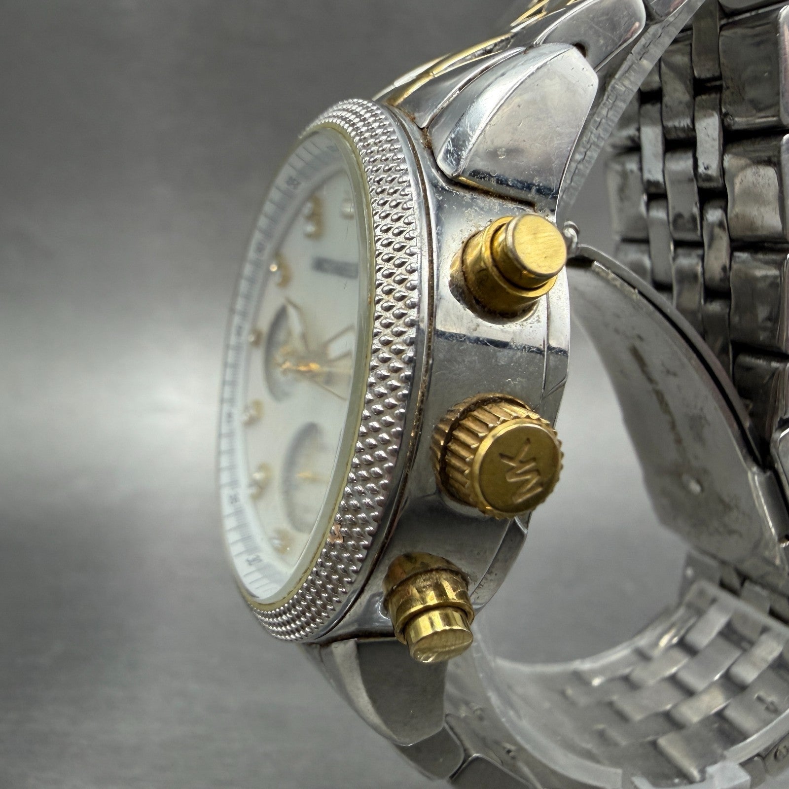 Michael Kors Ritz Chronograph Watch Women 37mm MOP Dial Two Tone New Battery2