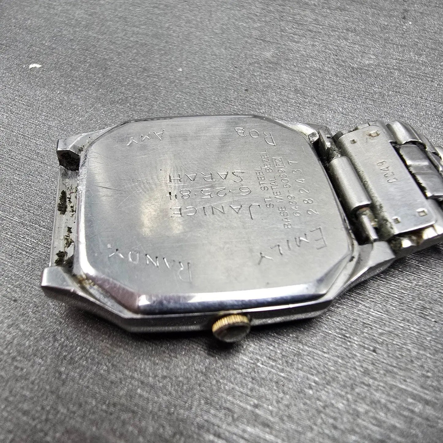 Seiko Watch Men 29mm Silver Dial Two Tone Date Octagon 6439-5039 PARTS Vintage12