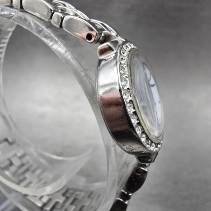 Citizen Watch Women 21mm White Dial Silver Tone Round B023-S028698 Runs Crystals4