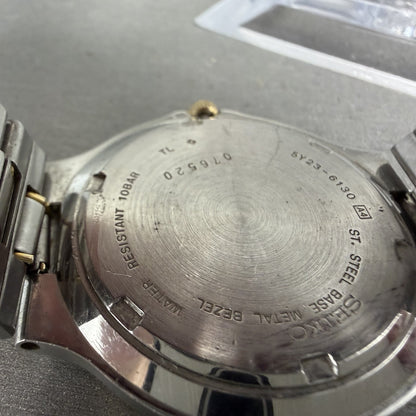 Seiko SQ Dive Watch Men 39mm White Dial Two Tone Daydate 5Y23-6130 New Battery9