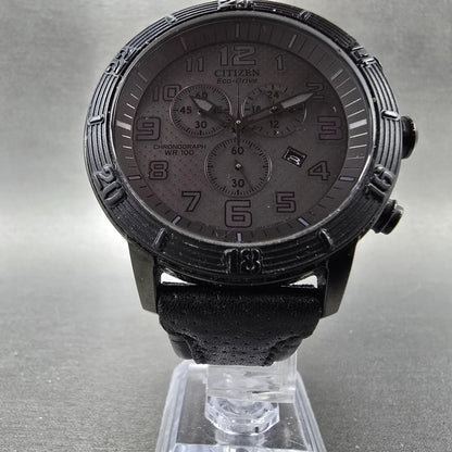 Citizen Eco-Drive Chronograph Watch Men 46mm Black Dial Black AT2205-01E Runs5