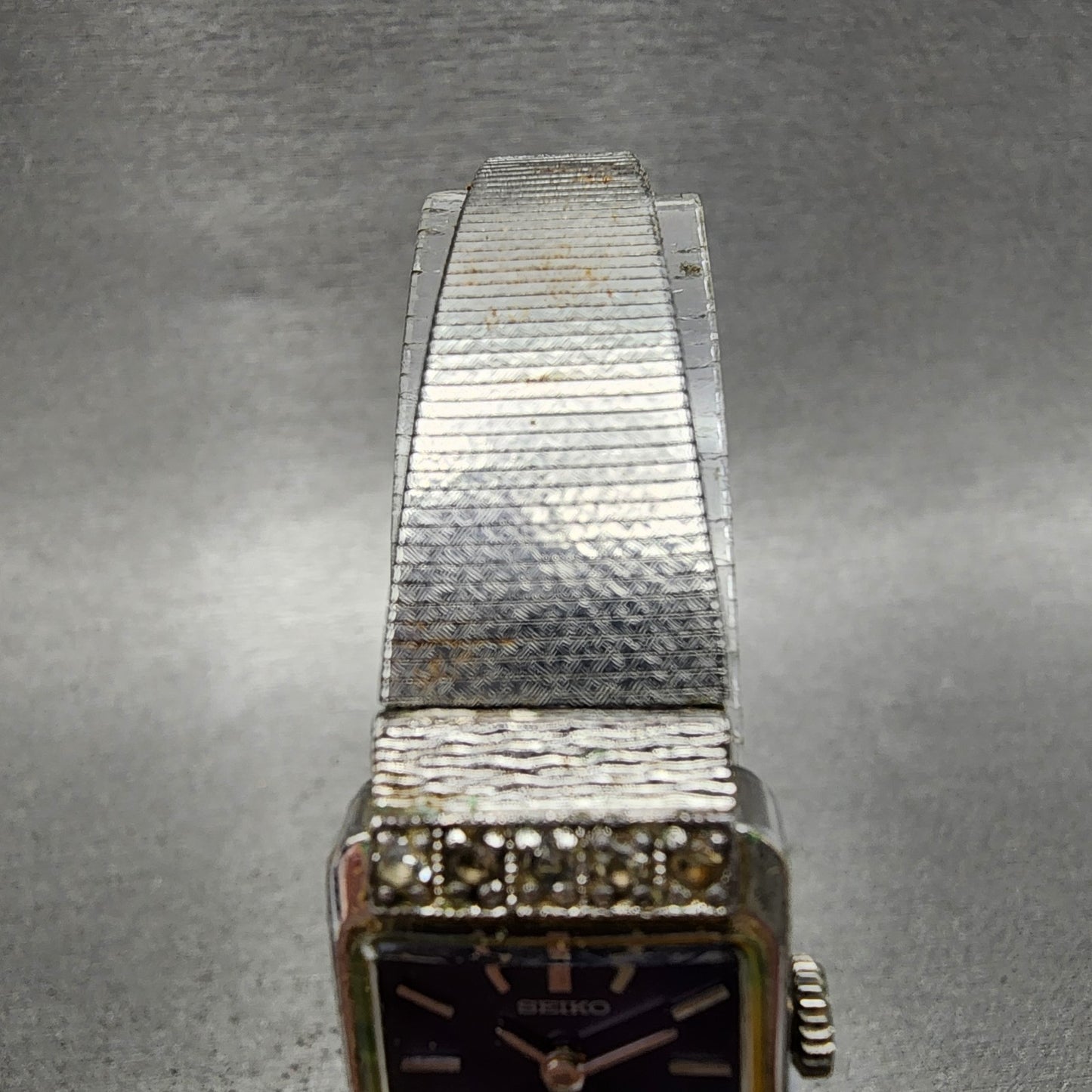 Seiko Tank Watch Women 17mm Purple Dial Silver Tone 213141 Manual PARTS5