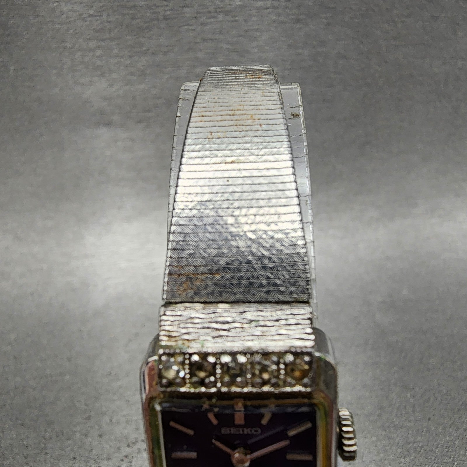 Seiko Tank Watch Women 17mm Purple Dial Silver Tone 213141 Manual PARTS5