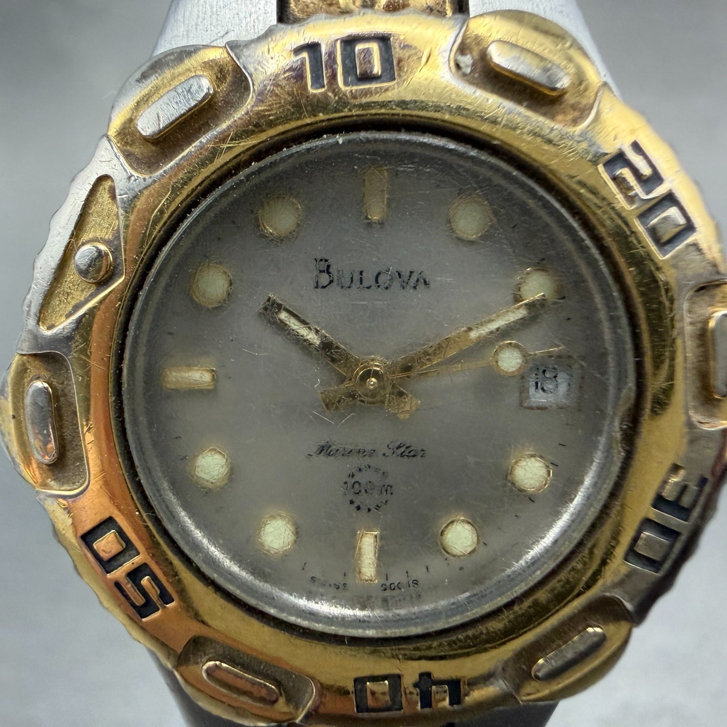 Bulova Marine Star Watch Women 26mm Silver Dial Two Tone Date 90G19 New Battery1