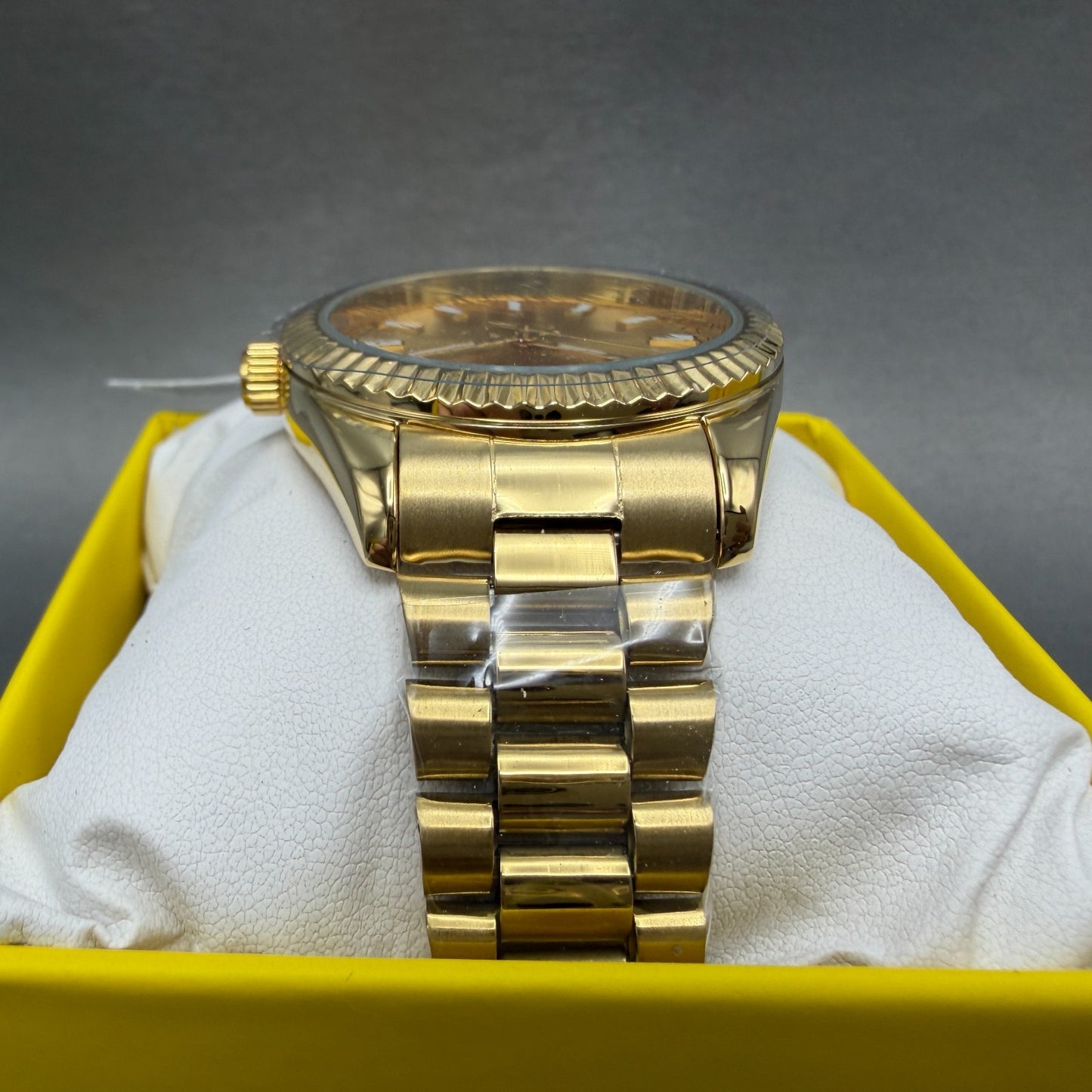 Invicta Specialty Watch Men 41mm Gold Dial Gold Tone Round Fluted Bezel 690044