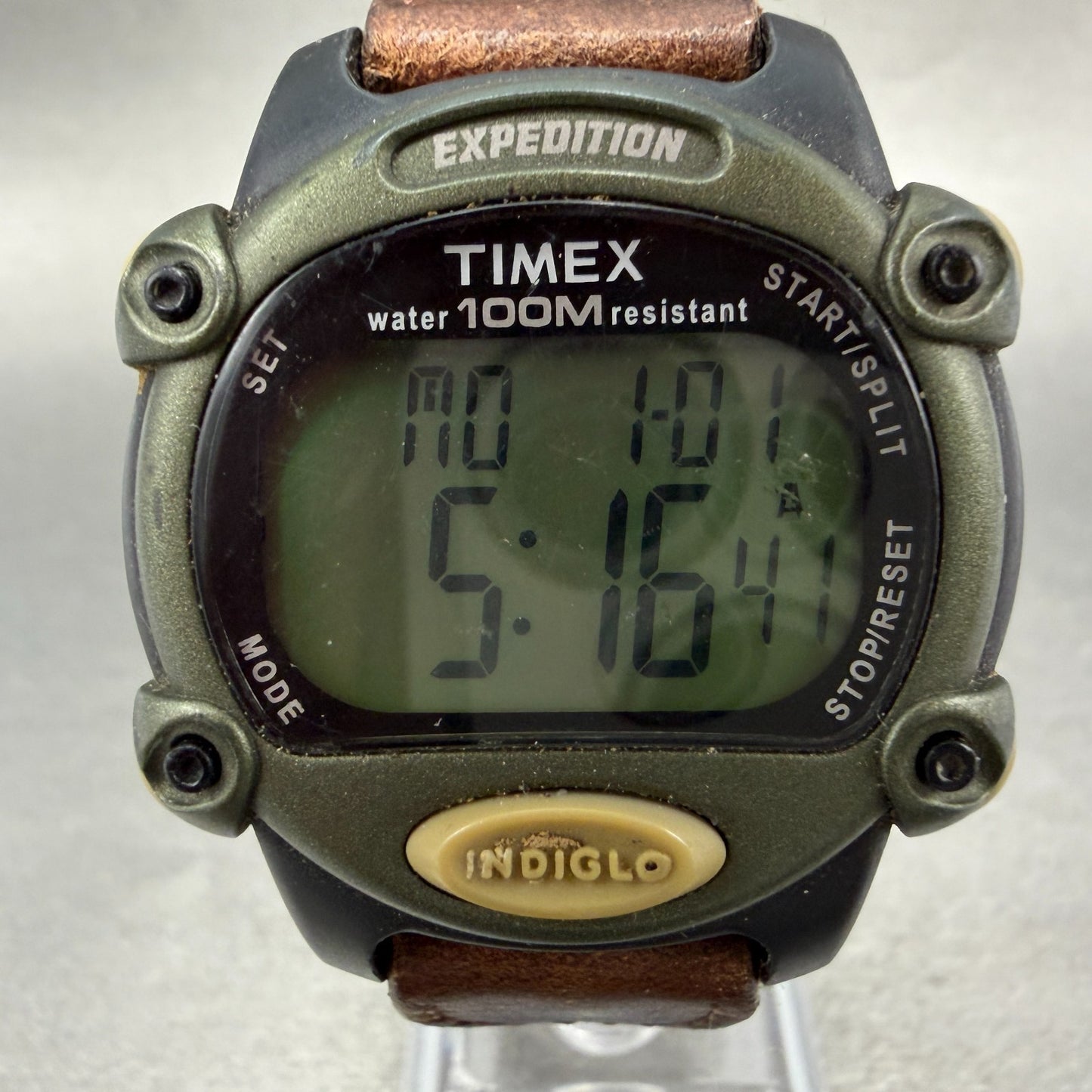 Timex Expedition Watch Men 39mm Digital Green Black Alarm Chrono New Battery1