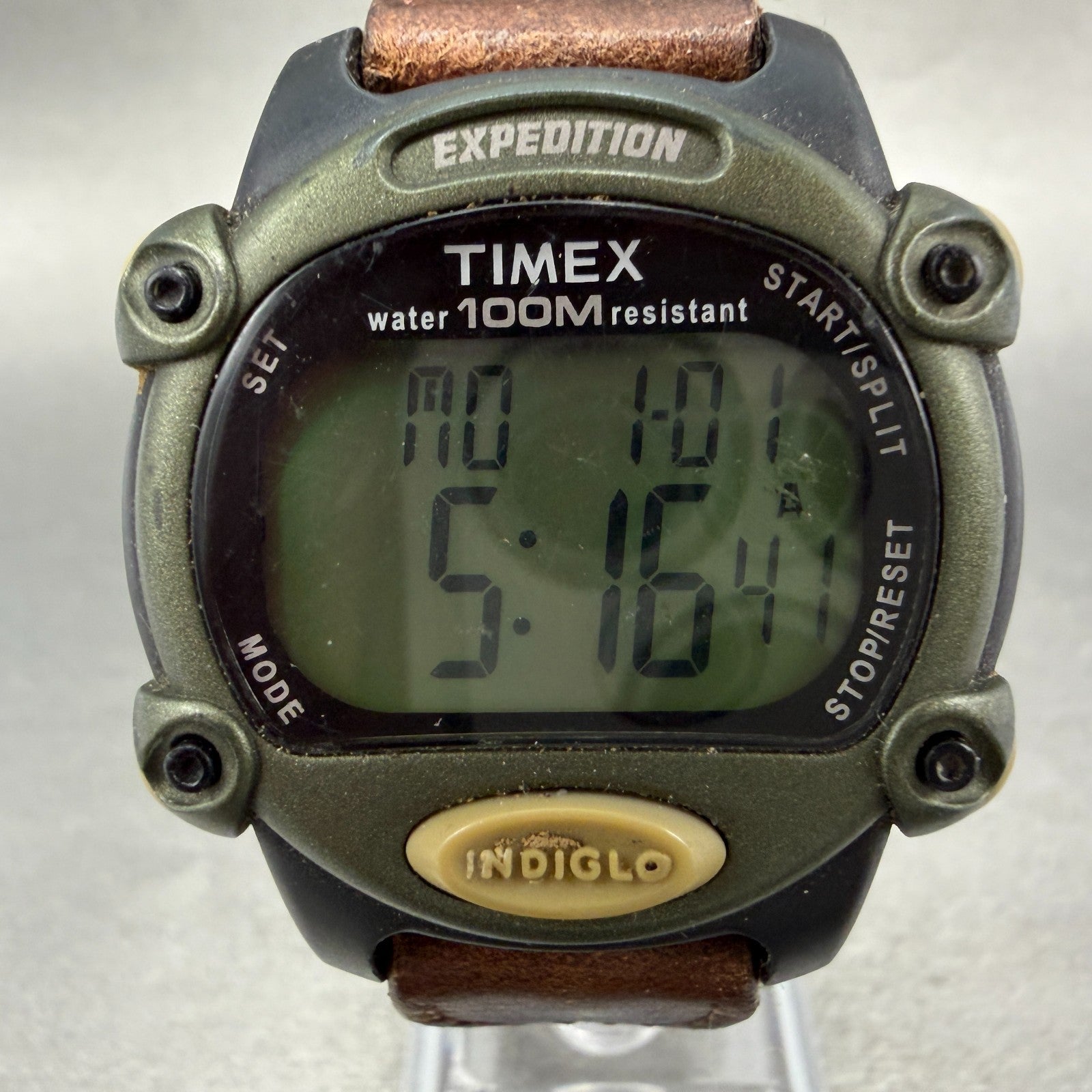 Timex Expedition Watch Men 39mm Digital Green Black Alarm Chrono New Battery1