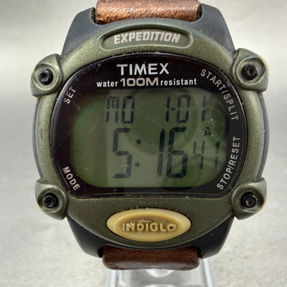Timex Expedition Watch Men 39mm Digital Green Black Alarm Chrono New Battery1