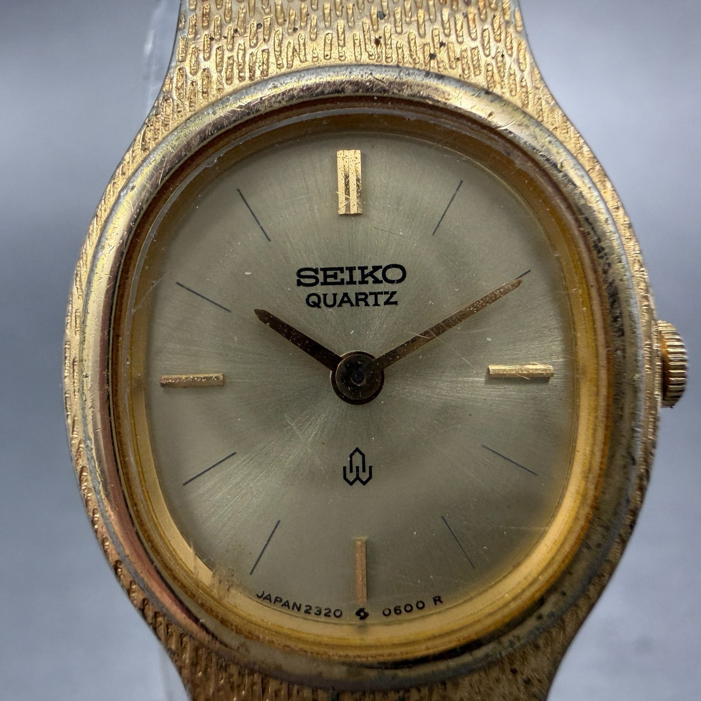 Seiko Watch Women 20mm Champagne Dial Gold Tone Oval 2320-5350 New Battery VTG1
