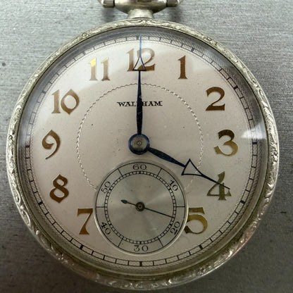 Waltham Pokect Watch White Dial Silver Tone Grade 210 Round Manual Wind PARTS2