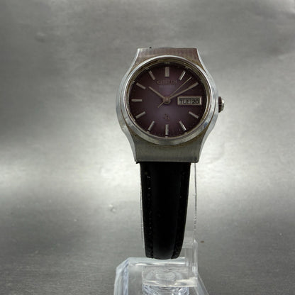 Citizen CQ Watch Women 26mm Purple Dial Silver Tone Daydate Round New Battery AB5