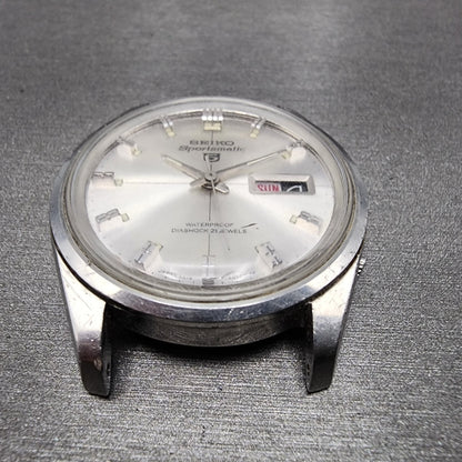 Seiko Sportsmatic 5 Watch Men 39mm Silver Dial Silver Tone Daydate 6119-9010 Run