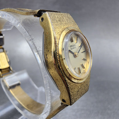 Seiko Watch Women 16mm Gold Dial Gold Tone Round 14000909 New Battery3