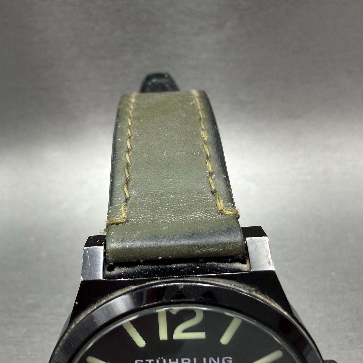 Stührling Osprey Watch Men 42mm Black Dial Black Tone Date Round New Battery4