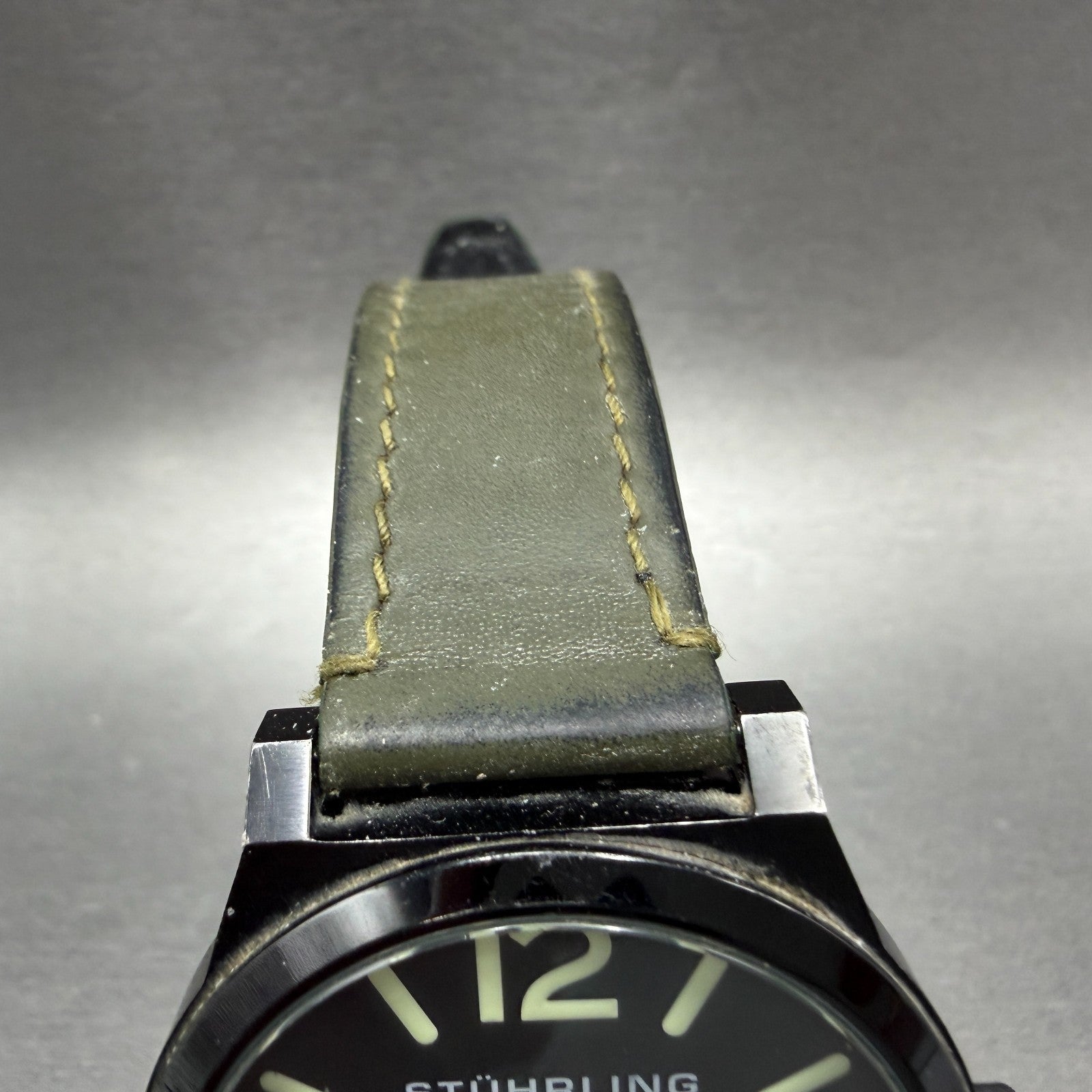 Stührling Osprey Watch Men 42mm Black Dial Black Tone Date Round New Battery4