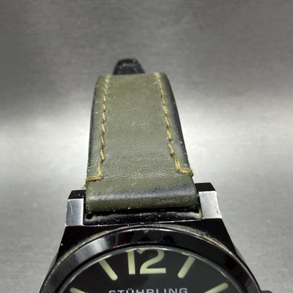 Stührling Osprey Watch Men 42mm Black Dial Black Tone Date Round New Battery4