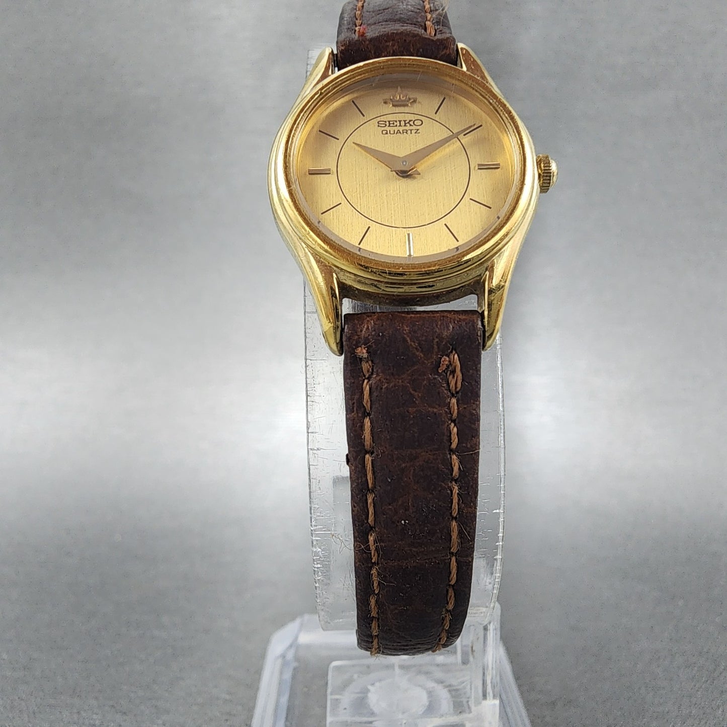 Seiko Watch Women 21mm Champagne Dial Gold Tone Round 4n000600 New Battery5