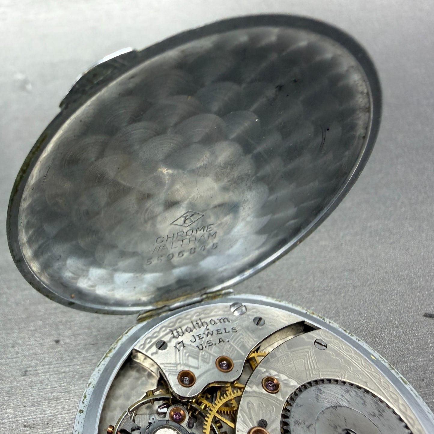 Waltham Pocket Watch White Dial Silver Tone Manual Wind Grade 225 PARTS14