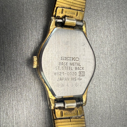 Seiko SX Watch Women 20mm Champagne Dial Gold Tone Round 8Y21-0020 New Battery10