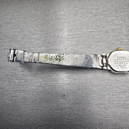 Citizen Watch Women 17mm Gray Dial Two Tone Rectangle 3220-321448 New Battery11