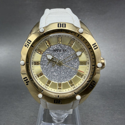 Invicta Venom Watch Women Silver Dial Gold Tone Round Rubber 26147 New Battery0