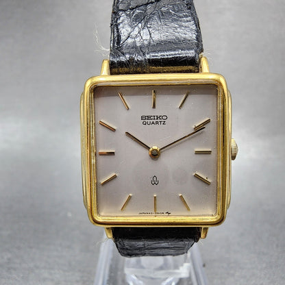 Seiko Watch Women 24mm Gray Dial Gold Tone Rectangle 433350 New Battery0
