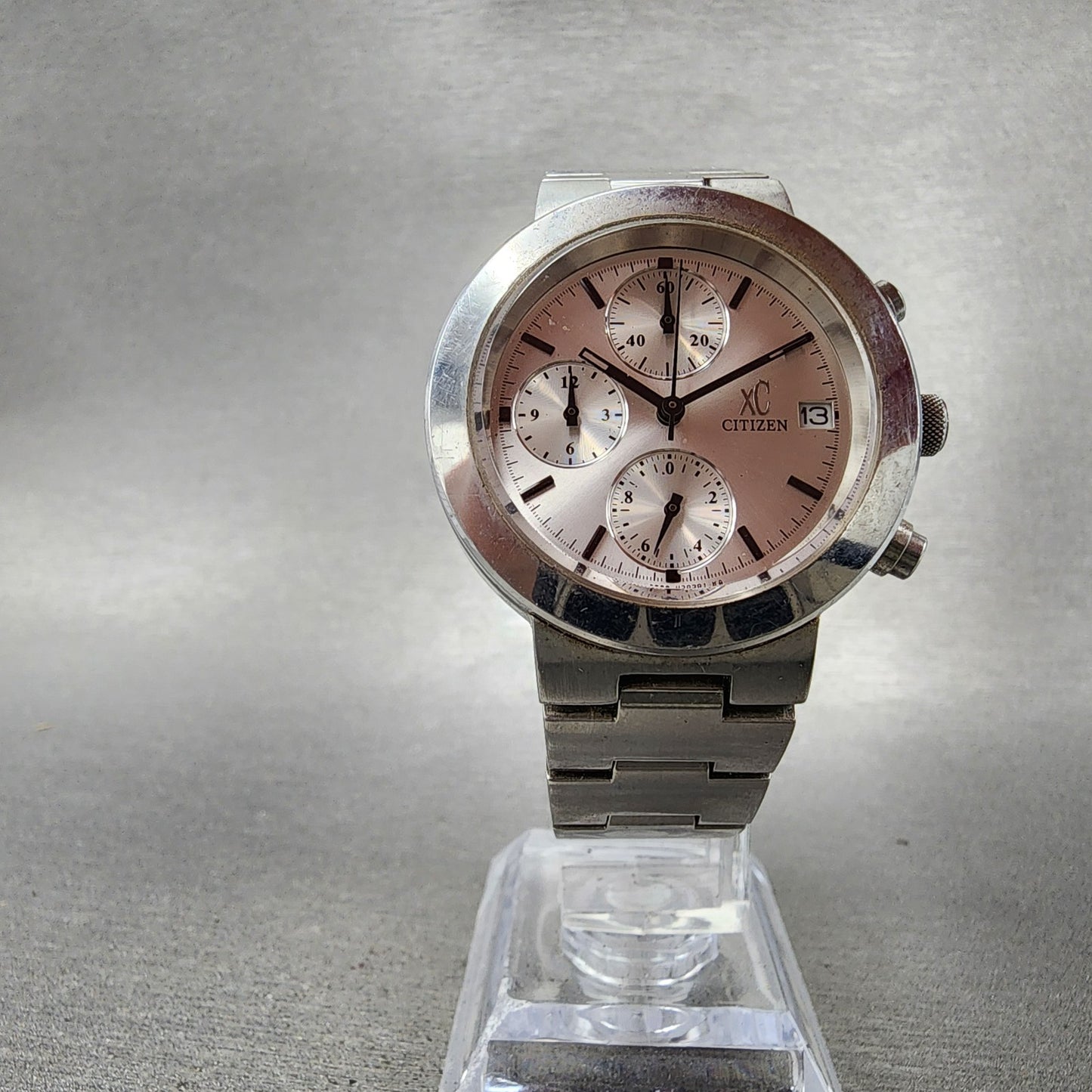 Citizen XC Chronograph Watch Women 34mm Silver Dial Silver Tone Date New Battery5
