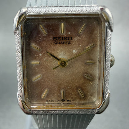 Seiko Tank Watch Women 18mm Silver Dial Silver Tone 7321-5810 New Battery VTG1