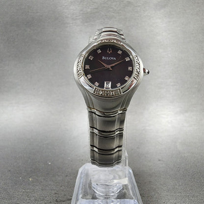 Bulova Watch Women 26mm MOP Dial silver Tone Date Round 96R20 New Battery5