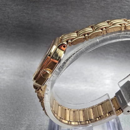 Seiko Tank Watch Women 18mm Gold Dial Gold Tone Rectangle V401-5250 New Battery2