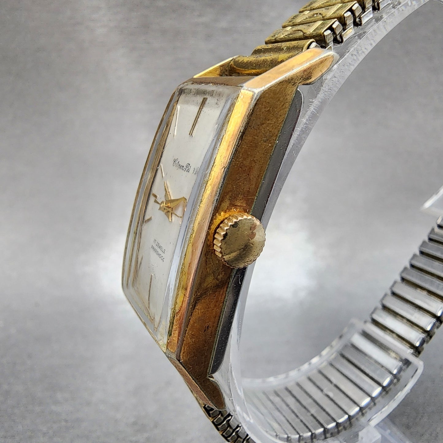 Citizen Pet Watch Women 18mm White Dial Gold Plated Rectangle Manual Wind Runs2