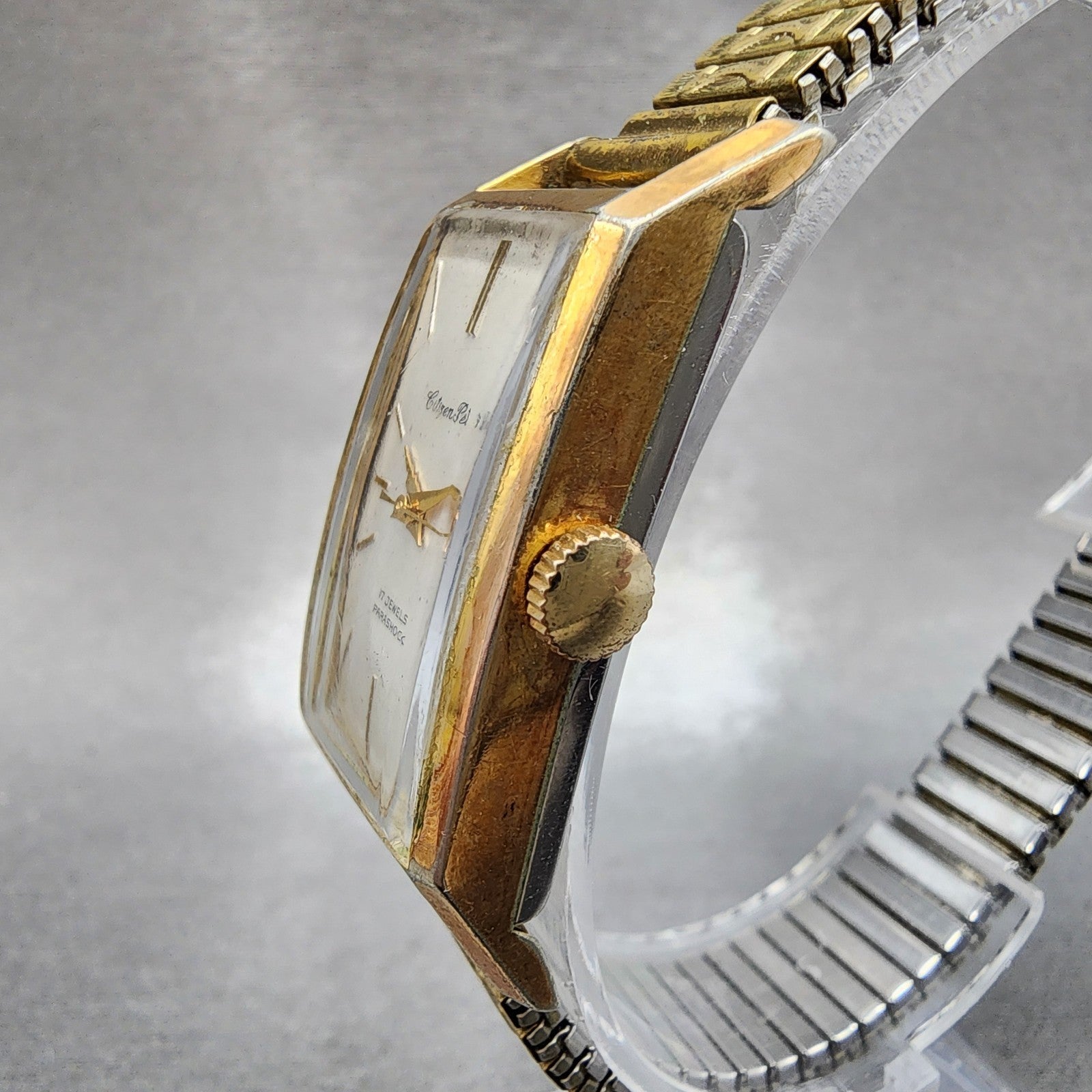 Citizen Pet Watch Women 18mm White Dial Gold Plated Rectangle Manual Wind Runs2