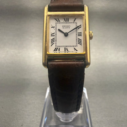 Seiko Tank Watch Women 18mm White Dial Gold Tone Rectangle 2Y00-5470 New Battery5