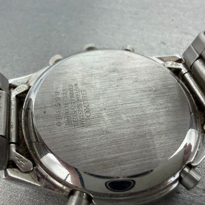 Seiko Chronograph Watch Men 39mm White Dial Steel Date Alarm Panda New Battery9