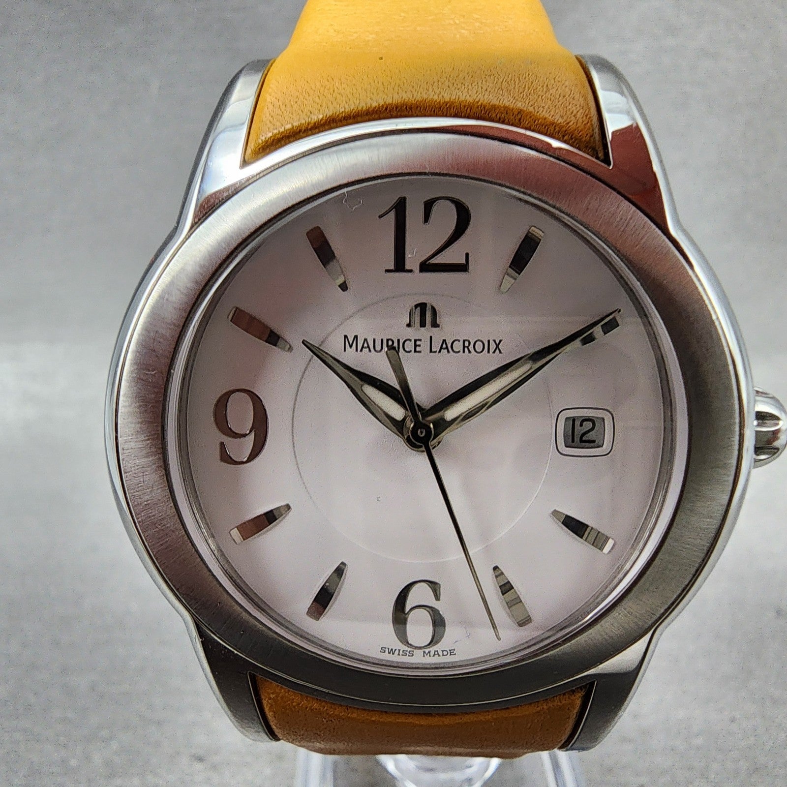Maurice Lacroix Sphere Watch Men 42mm White Dial Steel Date Round SH1018 New Bat1