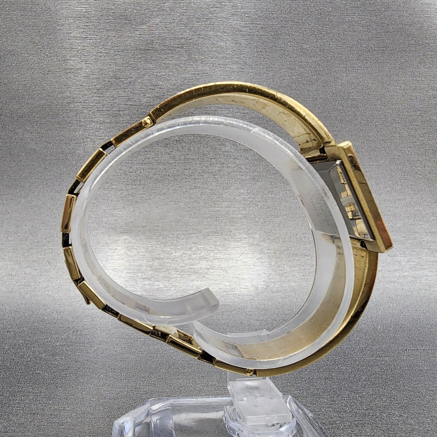 VTG Seiko Watch Women 24mm Black Dial Gold plated Rectangle Manual Wind Runs8