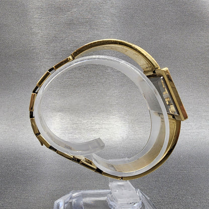 VTG Seiko Watch Women 24mm Black Dial Gold plated Rectangle Manual Wind Runs8