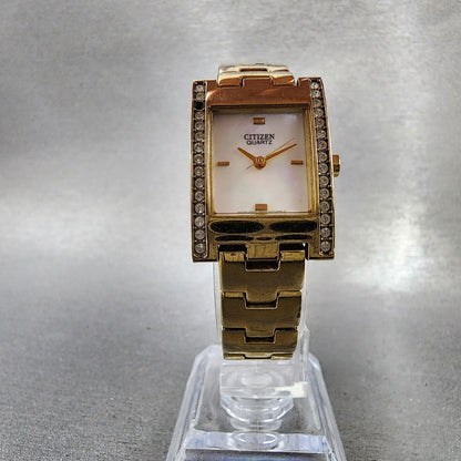 Citizen Tank Watch Women 20mm MOP Dial Gold Tone Rectangle 5930S072051 New Batt5