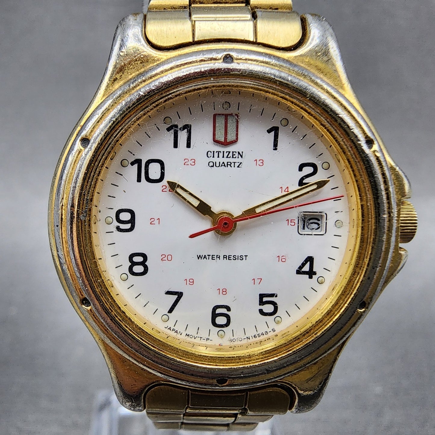 Citizen Watch Women 27mm White Dial Gold Tone Date 6010S37668 New Battery ABC121