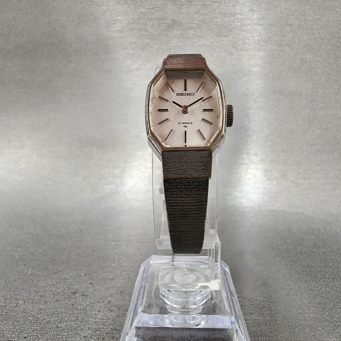 Seiko Watch Women 18mm Silver Dial Silver Tone Octagon Manual 113590 Runs5